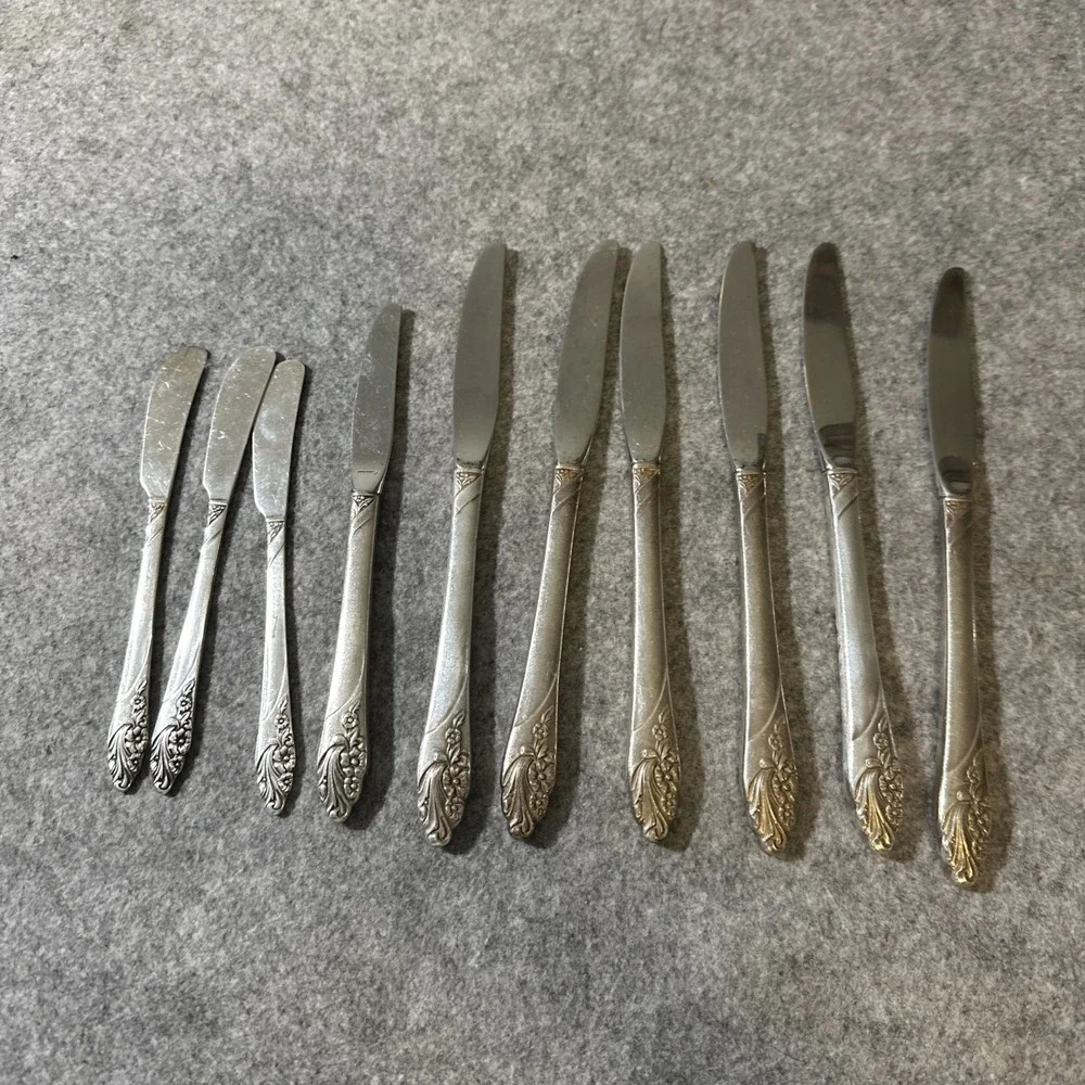 Set Of‎ 10 Vintage Oneida Community Evening Star Silver-Plate Butter Knives